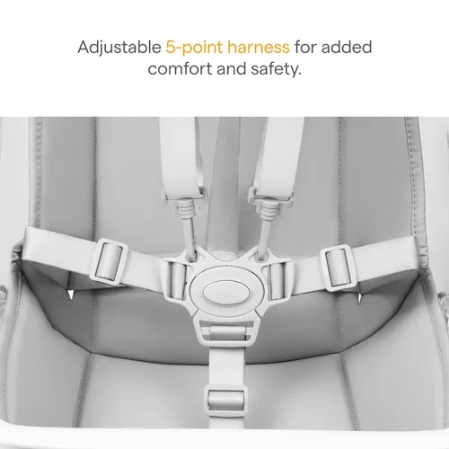 Miniatura 5 de Munchkin® 360° Cloud™ Silla alta para bebé y niño pequeño con asiento transparente y giro de 360°, color blanco y gris con patas de madera