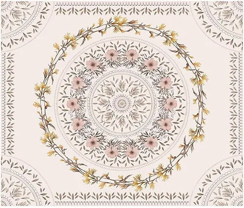 Miniatura 7 de Tapiz bohemio naranja para colgar en la pared, medallón floral de mandala, tapiz hippie con diseño de corona estética marrón claro, manta de Crema