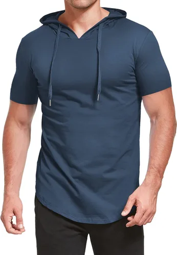Miniatura 4 de Aiyino Men's S-5X Short Sleeve Fashion Athletic Hoodies Sport Sweatshirt Hip Hop Pullover