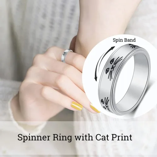 Miniatura 3 de Anillo de ansiedad OreilleStar para mujeres, anillo giratorio de titanio y acero inoxidable, anillo de ansiedad para hombres, 6mm de ancho con Plata