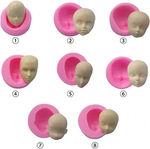 Miniatura 3 de 8 unids/set 3D bebé cara suave arcilla molde herramientas muñeca cara silicona molde Fondant pastel decoración herramientas chocolate caramelo