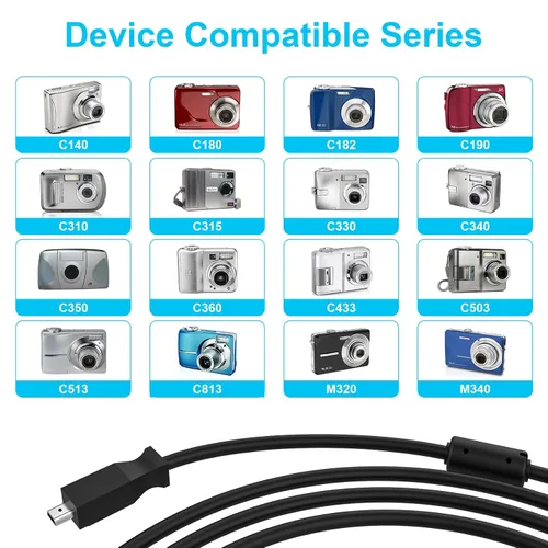 Miniatura 2 de Cable de sincronización de datos de cámara USB de 3.93 pies para cámara Kodak EasyShare, cable USB compatible con Kodak C140 C180 C182 C190 C310