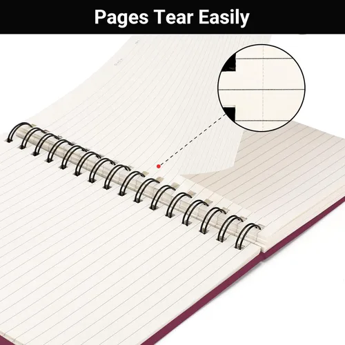 Miniatura 5 de EUSOAR Cuaderno en espiral, paquete de 3 cuadernos A5 de 5.5" x 8.3", con rayas para la universidad, 160 páginas/ 80 hojas, con tapa dura gruesa