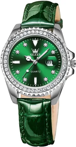 Miniatura 10 de OLEVS - Reloj de mujer de diamante, de cuarzo, analógico, de vestir, para mujer, de acero inoxidable, dos tonos, resistente al agua, luminoso
