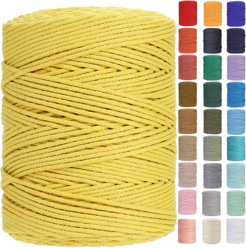 Miniatura 38 de Cuerda de macramé 4 mm x 328 yardas Natural Cuerda de algodón para macramé Cuerda de macramé colorida Cordón de algodón suave Suministros de macramé