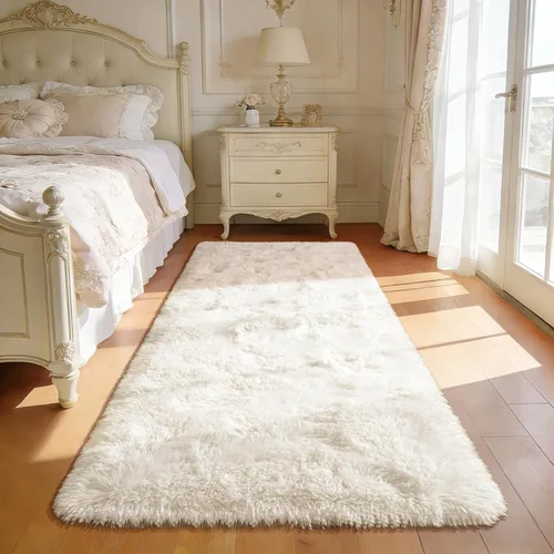 Miniatura 31 de Przemy - Alfombra mullida para dormitorio y sala de estar, alfombra de 4 x 6 pies, beige, alfombra de pelo largo suave y esponjosa, alfombra