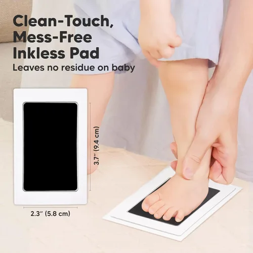 Miniatura 3 de Kit de huellas de bebé sin tinta, 3 almohadillas negras de impresión sin tinta de secado instantáneo + 6 tarjetas de impresión, kit de huellas