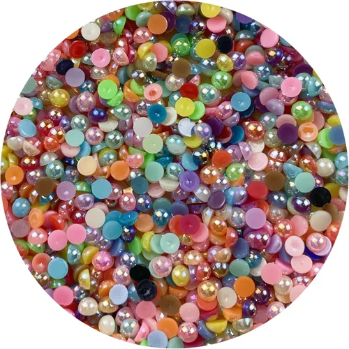 Miniatura 43 de 1000 piezas de cuentas de perla media de 5 mm cuentas de perla plana cuentas de perla redondas planas de plástico para manualidades, embellecimiento