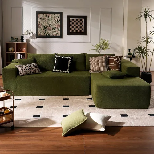 Miniatura 20 de ovios Sofá seccional Cloud de 96 pulgadas con chaise en forma de L, sofá modular moderno con asiento profundo, sofás tapizados para sala de estar