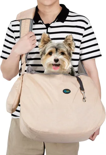 Ownpets Transportador Tipo Bandolera para Mascotas, Se Adapta a Perros/Gatos Extra Grandes de 15 a 25 libras, Transportador Bandolera Reversible y