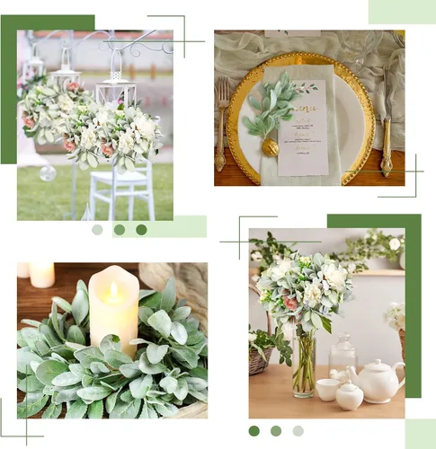 Miniatura 5 de Giegxin Guirnalda de tallos de orejas de cordero, 24 piezas de tallos artificiales de vegetación falsa flocada, decoración de corderos falsos