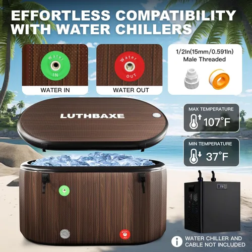 Miniatura 4 de Cold Plunge Bañera inflable independiente mejorada de 218 galones con diseño duradero de 5 capas Baño portátil de agua fría para la recuperación