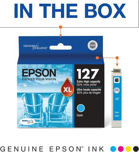 Miniatura 7 de Epson T127 DURABrite Ultra Ink Cartucho negro de capacidad estándar (T127120-S) para determinadas impresoras Stylus y fuerza de trabajo y Epson