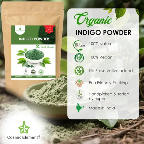 Miniatura 3 de Cosmic Element Polvo índigo orgánico para el cabello – Tinte índigo natural para hombres y mujeres Sin OGM, polvo vegano que aumenta