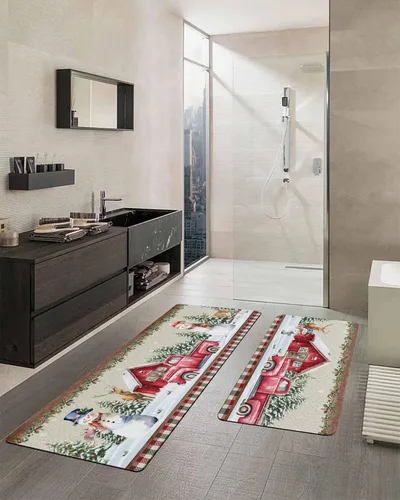 Miniatura 2 de Tapete de baño de Navidad para bañera, antideslizante, de secado rápido y absorbente, de tierra de diatomeas, fregadero de cocina, lavable, muñeco