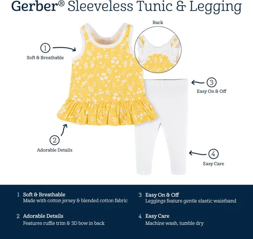 Miniatura 5 de Gerber Conjunto de túnica y leggings para bebés y niñas