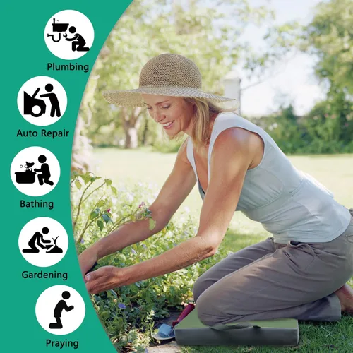 Miniatura 3 de KI Store Rodillera de jardín con forma de memoria para jardinería, extra gruesa, resistente al agua, almohada de oración para trabajo, yoga, Oliva
