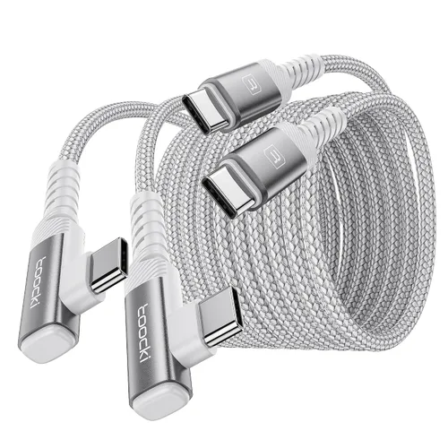 Miniatura 11 de Cable de carga USB C a USB C (3.3 pies, paquete de 2), cable de carga tipo C de 60 W, cable de carga rápida de ángulo recto USBC a USBC para iPhone