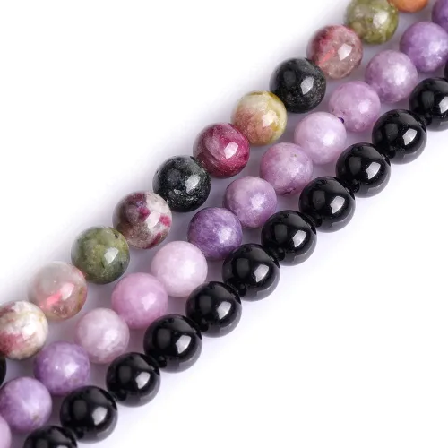 Miniatura 5 de GEM-Inside Cuentas redondas de turmalina negra natural de 4mm, piedras preciosas sueltas, cuentas de energía y poder para hacer joyas de 15 pulgadas