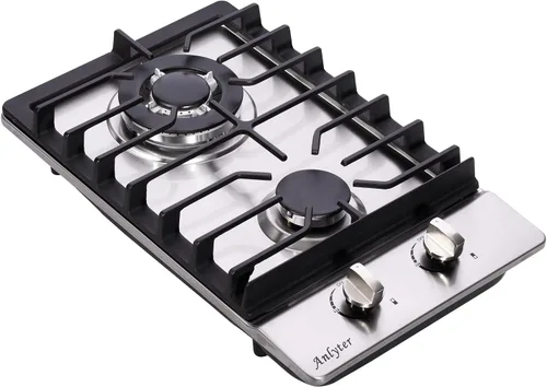Cocina de Gas de 12 Pulgadas, Estufa de Gas Integrada de 2 Quemadores, Superficie de Cocina de Gas de Acero Inoxidable, Cocina de Gas Sellada