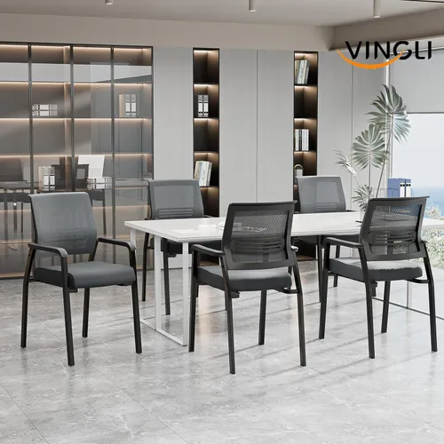 Miniatura 2 de VINGLI Sillas apilables modernas negras, capacidad de 350 libras, diseño ergonómico, sillas de sala de espera de oficina y sala de recepción