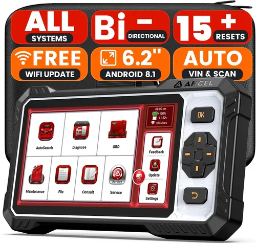 ANCEL FX6100 Herramienta de escaneo bidireccional, escáner de diagnóstico OBD2 de sistema completo con reinicio de 15+, almohadilla de Blcak