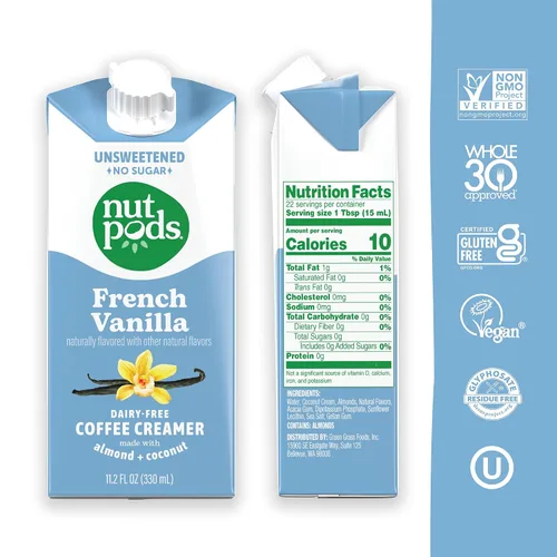 Miniatura 2 de nutpods Crema sin lácteos sin azúcar (vainilla francesa, paquete de 12) – Whole30 / Paleo / Keto / Vegano / Sin azúcar 11.2 onzas