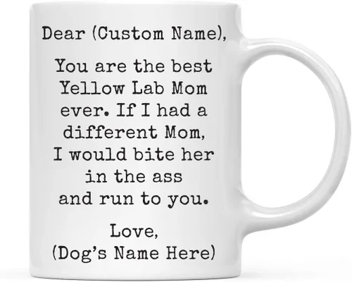 Miniatura 121 de Andaz Press Taza de café personalizada divertida con texto en inglés "Dog Mom", regalo de broma para la mejor mamá de perro cocker spaniel, muerde