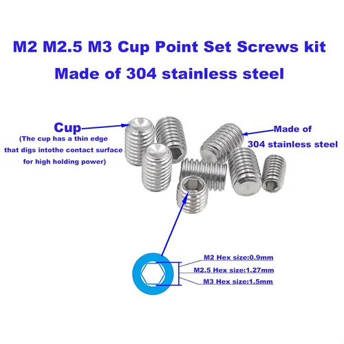 Miniatura 3 de M2 M2.5 M3 Kit surtido de tornillos de acero inoxidable con punta de transmisión hexagonal interna