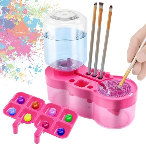 Miniatura 9 de Limpiador de pinceles de pintura para niños 2026 para circulación de agua, limpiador de pinceles de pintura con drenaje dispensador de agua