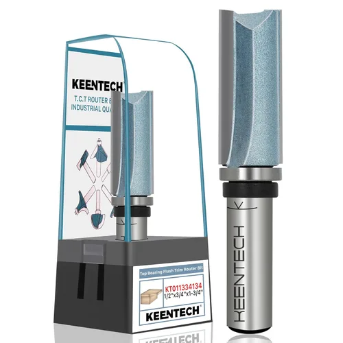 KEENTECH Brocas de enrutador de 1/2 pulgada, broca de enrutador de ajuste empotrado, broca de patrón con punta de carburo de rodamiento superior,