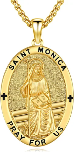 Miniatura 247 de Collar con colgante de plata de ley 925 con medalla de San Patrón, joyería religiosa para hombres y mujeres, con cadena de acero inoxidable 316L