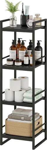 Miniatura 10 de BYFU Estante abierto de almacenamiento de 3 niveles para baño, estante de almacenamiento de esquina de metal independiente para baño, cocina, sala