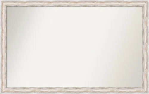 Miniatura 350 de Amanti Art Espejo de baño blanco para sobre el fregadero, 30 x 35 pulgadas, espejo de tocador rectangular estrecho de Eva de oro blanco, marco