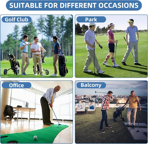 Miniatura 5 de Juego de 2 mini golf – Putter bidireccional, diestro/izquierdo, longitud ajustable para adultos, principiantes
