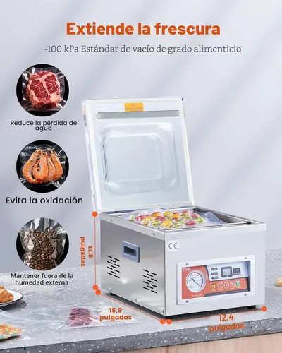 Miniatura 2 de VEVOR Sellador al Vacío de Cámara, DZ-260A velocidad de bomba de 6.5 cbm/h, excelente efecto de sellado con control automático, máquina de envasado