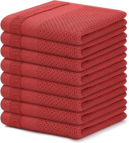 Homaxy Paños de cocina 100% algodón, paquete de 8 – 12 x 12 pulgadas, tejido de gofre, muy suaves y absorbentes, paños de cocina de secado rápido,