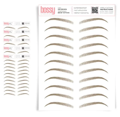 Miniatura 57 de 5 paquetes de tatuajes temporales para cejas, adhesivos impermeables para cejas, tatuajes falsos para el cabello tipo pelar de transferencia