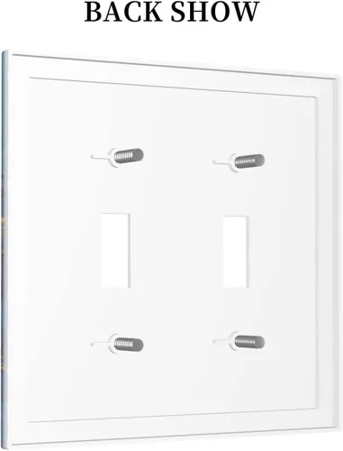 Miniatura 4 de Placa frontal decorativa de mármol azul de 2 cuadrillas para interruptor de luz de doble palanca, placa frontal decorativa de tinta de acuarela