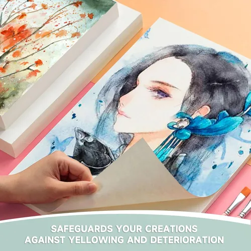 Miniatura 4 de VEOOK Bloc de papel de acuarela, papel de color de agua de 9 x 12 pulgadas, 50 hojas de 95 libras/7.05 oz/m², papel de dibujo para adultos, pintura