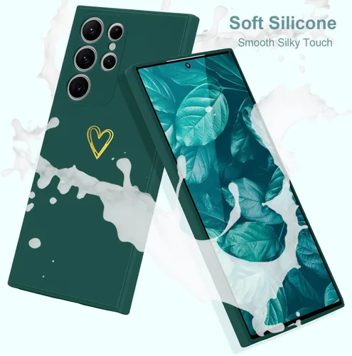 Miniatura 2 de Wirvyuer Funda para Samsung Galaxy S22 Ultra, bonita funda delgada a prueba de golpes con soporte de carga inalámbrica y protección, verde