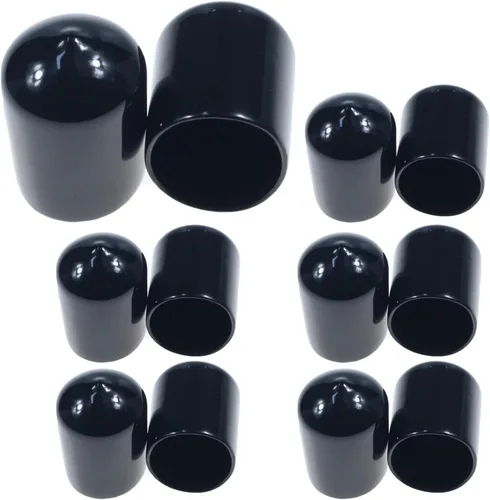 Miniatura 20 de Acocony Tapones de goma redondos de 1 pulgada, tapones de plástico de PVC flexible para agujeros redondos, color negro, paquete de 12
