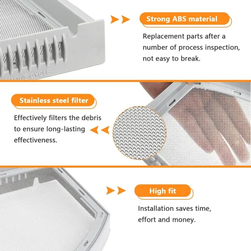 Miniatura 2 de GTD42EASJ2WW GTD33EASK0WW WE03X23881 Reemplazo de pantalla de filtro de pelusa para secadora GE Hotpoint, filtro de secadora de acero inoxidable