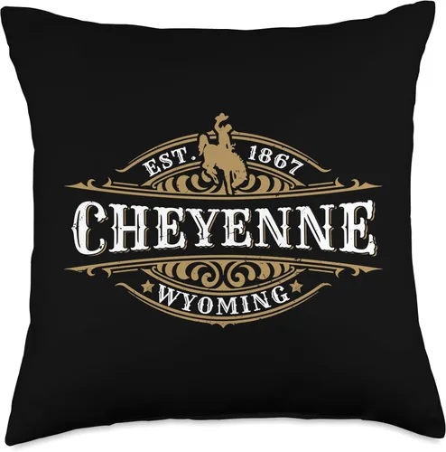 Miniatura 4 de KAEDAM Graphic Art: Cheyenne Wyoming Gifts Cheyenne Wyoming - Almohada de recuerdo con diseño de vaquero occidental, 16 x 16 pulgadas, multicolor