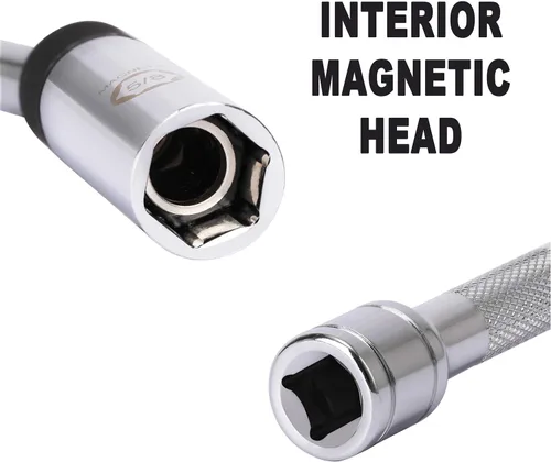 Miniatura 4 de CASOMAN Enchufe giratorio magnético para bujía de 5/8 pulgadas, unidad de 3/8 pulgadas x 20 cm de longitud de barra extendida, giro de 360 grados