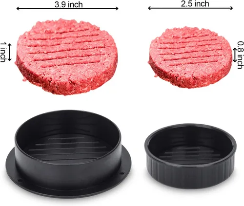 Miniatura 3 de Prensa de hamburguesas, máquina para hacer hamburguesas con 100 piezas de papel de hamburguesa, molde antiadherente 3 en 1 para hamburguesas