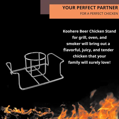Miniatura 5 de Soporte para Latas de Cerveza para Pollo para Parrilla y Ahumador, Soporte para Pollo de Cerveza de Acero Inoxidable de Grado Premium con Manija