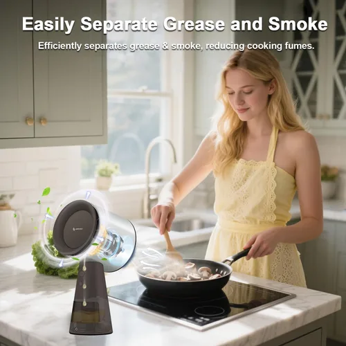 Miniatura 2 de AMZCHEF Campana extractora portátil, ventilador extractor de cocina de 3 velocidades con luz, bajo ruido, filtro de aluminio desmontable, taza
