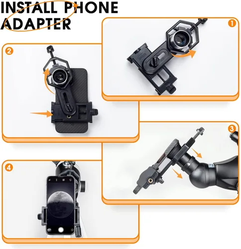 Miniatura 5 de Telescopio de 2.756 in de apertura 15.748 in refractor astronómico telescopio portátil para niños adultos principiantes con trípode adaptador