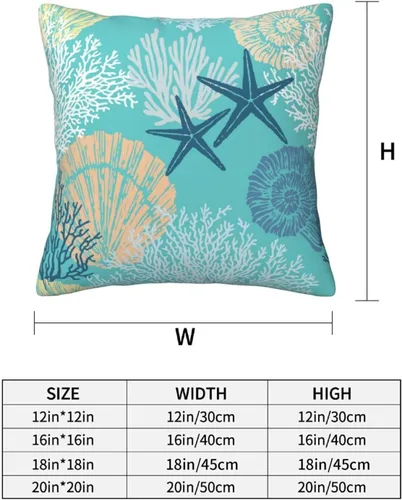 Miniatura 4 de Fundas de almohada de playa costera 18x18, juego de 2, fundas de almohada decorativas con diseño de estrella de mar y caballito de mar